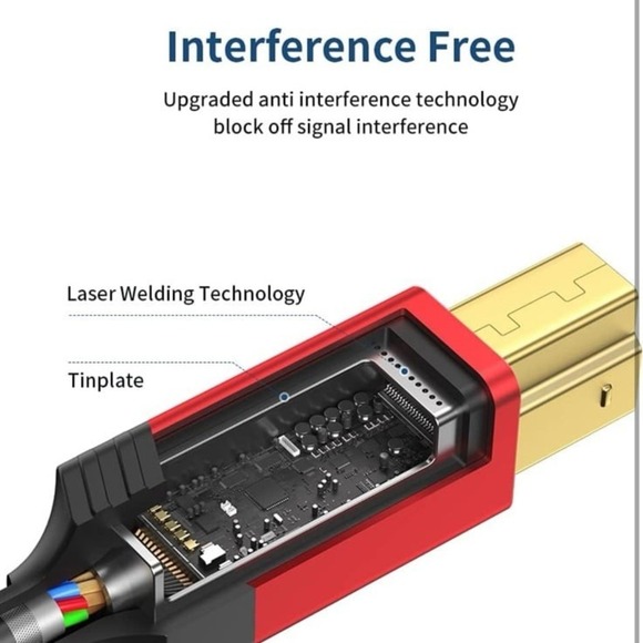 JSAUX USB B 3.0 Cable, USB-A Male to USB-B 3.0 Male (6.6ft/2M) USB 3.0 Type B Up - Picture 2 of 12